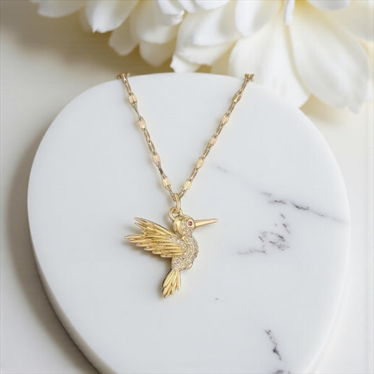 Gold-Plated Bird Pendant Necklace